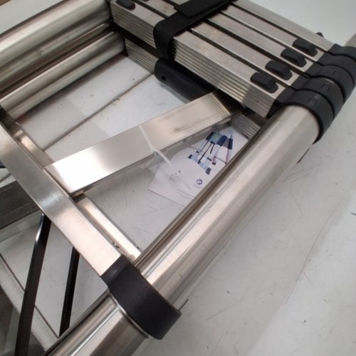 EFAN A-FRAME TELESCOPING STAINLESS STEEL LADDER WITH SUPPORT BAR -12.5FT- SILVER/BLACK (MODEL: DX-BXG190A) image 4