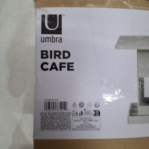 UMBRA BIRD CAFE SEED DISPENSER WITH MODERN HOUSE DESIGN - 9" X 6" - GREY (MODEL: 1018220-918) image 2