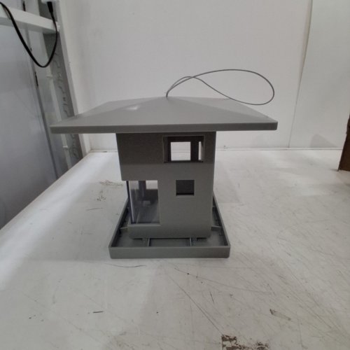UMBRA BIRD CAFE SEED DISPENSER WITH MODERN HOUSE DESIGN - 9" X 6" - GREY (MODEL: 1018220-918) image 3