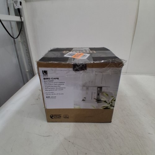 UMBRA BIRD CAFE SEED DISPENSER WITH MODERN HOUSE DESIGN - 9" X 6" - GREY (MODEL: 1018220-918) image 5
