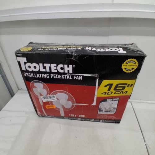 TOOLTECH 3-SPEED OSCILLATING PEDESTAL FAN - 16" - WHITE (MODEL: 100077) image 5
