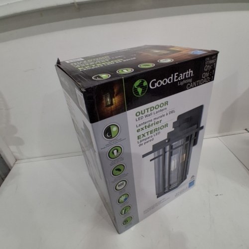 GOOD EARTH LIGHTING OUTDOOR WALL LIGHT WITH CLEAR SMOKED GLASS AND LED BULB - 8W, 800LM, 2700K, 14" X 8.8" X 7.7" - BLACK (MODEL: 1778867) image 2