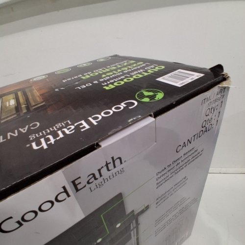 GOOD EARTH LIGHTING OUTDOOR WALL LIGHT WITH CLEAR SMOKED GLASS AND LED BULB - 8W, 800LM, 2700K, 14" X 8.8" X 7.7" - BLACK (MODEL: 1778867) image 3