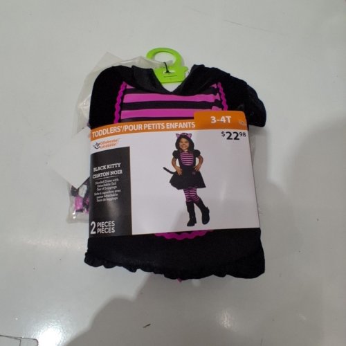 2PC GIRL'S WAY TO CELEBRATEHALLOWEEN BLACK KITTY COSTUME SET - 3T-4T - BLACK / PINK image 2