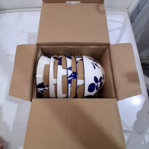 6PK ARBOR STONEWARE BOWLS - 6" - WHITE/BLUE (MODEL: 1901823) image 2
