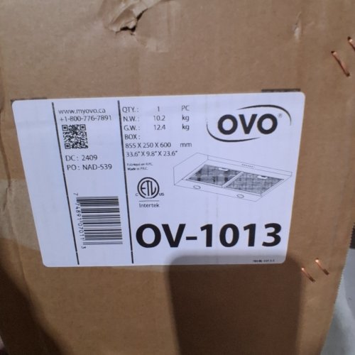 OVO UNDER-CABINET RANGE HOOD - 30" - STAINLESS STEEL (MODEL: OV-1013) image 2