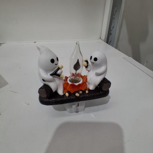 PLUG-IN GHOST CAMPFIRE NIGHT LIGHT - 4" - WHITE/BROWN/ORANGE image 2
