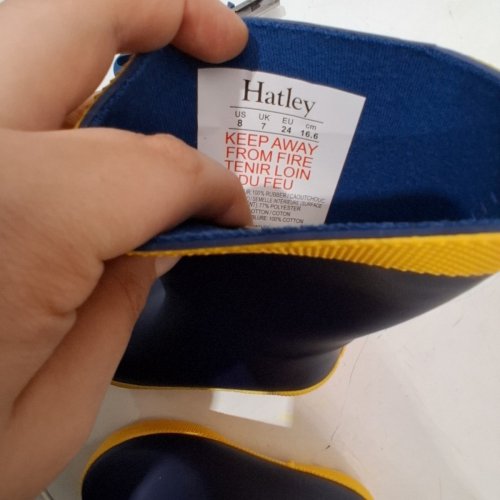 KID'S HATLEY RAIN BOOTS - SIZE 8 - NAVY/YELLOW image 6