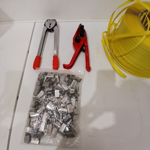 PALLET PACKAGING STRAPPING BANDING KIT WITH TENSIONER TOOL SEALER - RED / YELLOW image 3