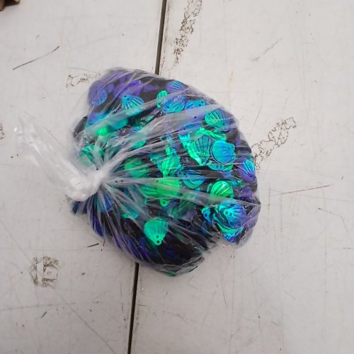 1200PK SEASHELL SEQUINS FOR CLOTHES / DECORATING -GREEN/BLUE image 3