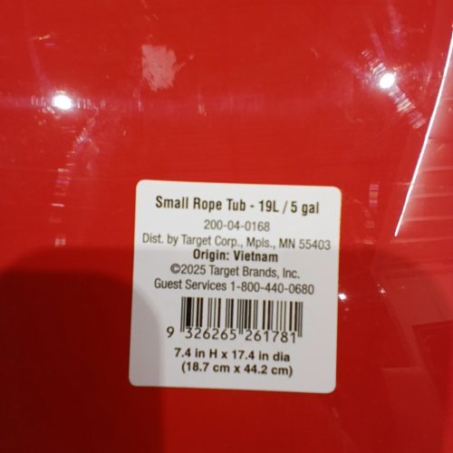 THRESHOLD SMALL ROPE TUB - 1.9 GAL; 7.4" H X 17.4" DIA - RED image 2