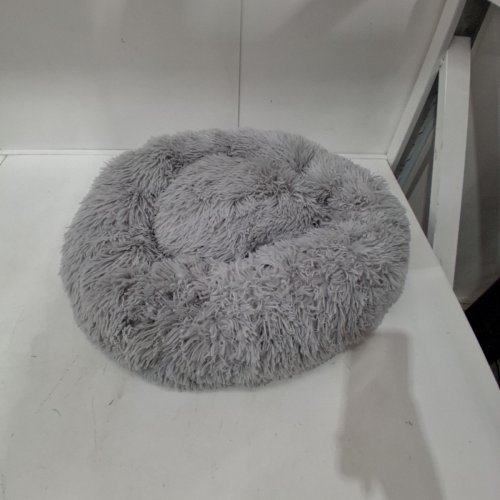 FLUFFY DONUT ROUND CUDDLER PET DOG/CAT BED - SMALL - 20" - GREY image 2