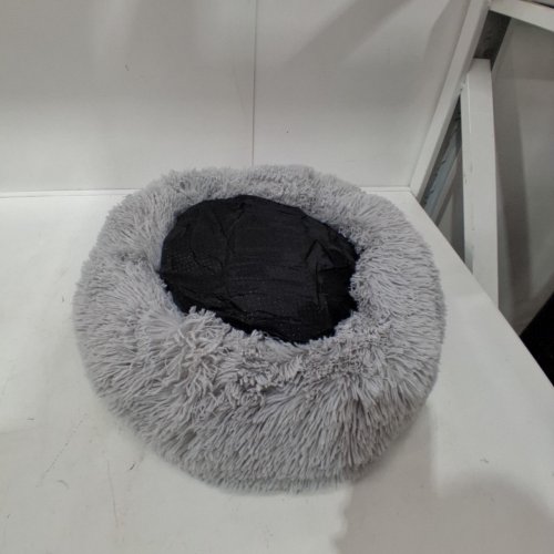 FLUFFY DONUT ROUND CUDDLER PET DOG/CAT BED - SMALL - 20" - GREY image 3