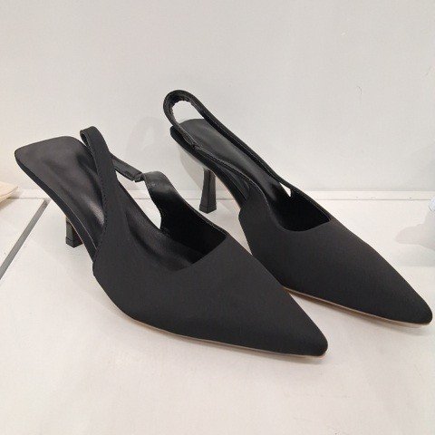 WOMEN'S POINTED-TOE SLINGBACK HEELS - SIZE 39 - BLACK image 2
