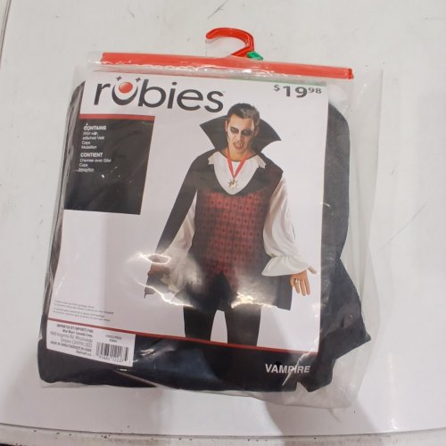 3PC MEN'S RUBIES VAMPIRE COSTUME - EXTRA LARGE - BLACK / RED image 2