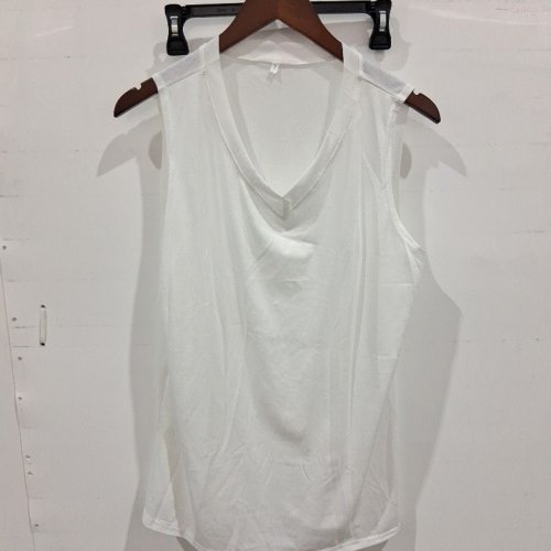 WOMEN'S SLEEVELESS V-NECK TOP - LARGE - WHITE image 3