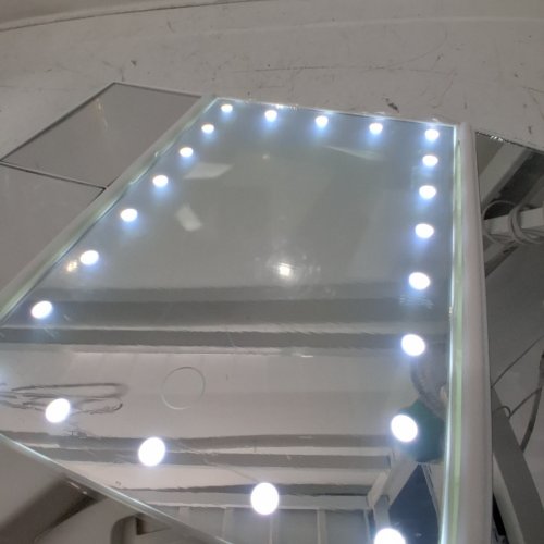 2PC SUPERSTAR MAGNIFYING MIRROR WITH TOUCH SENSITIVE LIGHT CONTROL AND REMOVABLE MINI MIRROR - 7"X11" - SILVER/WHITE (MODEL:LWT-2301) image 2