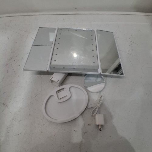 2PC SUPERSTAR MAGNIFYING MIRROR WITH TOUCH SENSITIVE LIGHT CONTROL AND REMOVABLE MINI MIRROR - 7"X11" - SILVER/WHITE (MODEL:LWT-2301) image 3