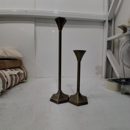 2PC HEARTH & HAND WITH MAGNOLIA BRASS CANDLESTICK HOLDERS - 14"/9" - BRASS image 2