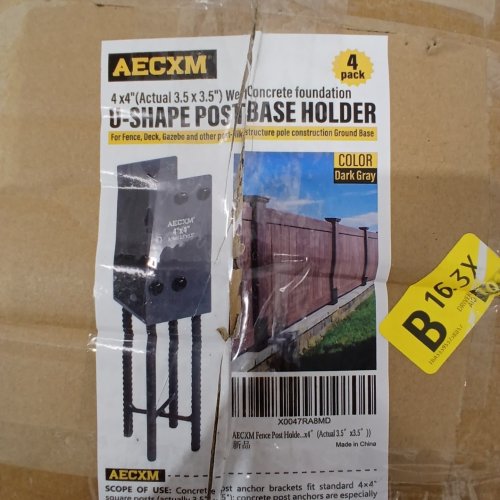 4PK HEAVY DUTY U-SHAPED FENCE POST HOLDER BRACKET - 4" X 4" - DARK GREY image 10