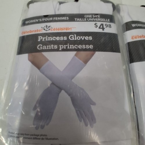 2PK WAY TO CELEBRATE! PRINCESS GLOVES - ONE SIZE FITS MOST - WHITE image 3