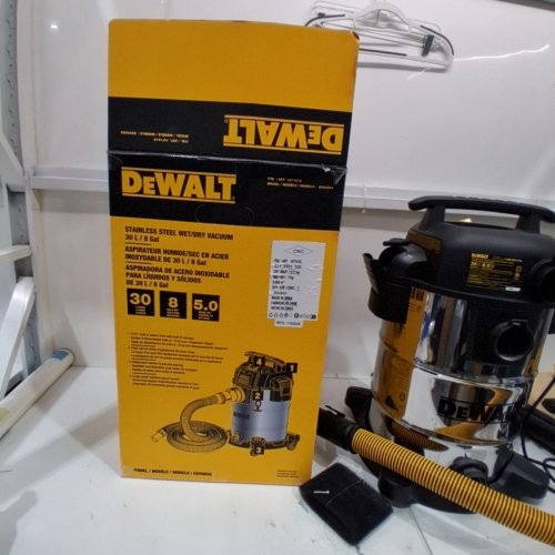DEWALT PRO STAINLESS STEEL WET/DRY VACUUM - 8GAL - 5HP - CRUSH RESISTANT HOSE - 90CFM AIR FLOW - SILVER/BLACK (MODEL: DXV08SA) image 7