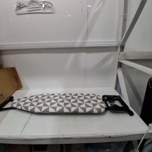 PETIARKIT FOLDABLE IRONING BOARD WITH HEAT RESISTANT COVER AND STEAM IRON REST - 11.4" X 31.9" - BROWN / WHITE image 2