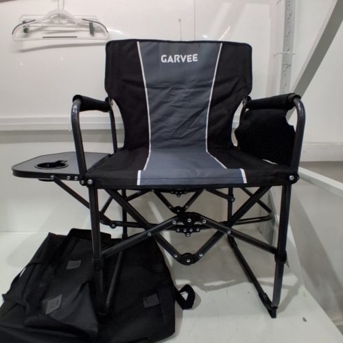 GARVEE OVERSIZED CAMPING CHAIR WITH SIDE TABLE & POCKETS - 400LBS MAX - BLACK/GREY (MODEL : PSS_33ACAEJ6) image 2