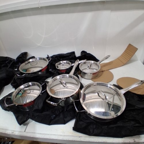 12PC LAGOSTINA MODERNA COOKWARE SET - VARIOUS SIZES - SILVER (MODEL:‎ L757.6226.12) image 2