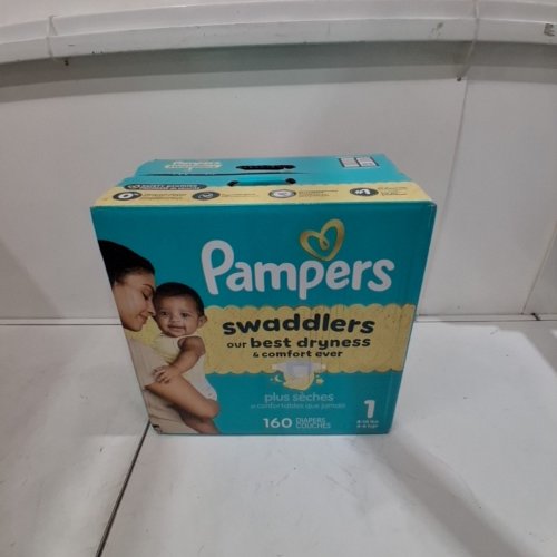 160PK PAMPERS SWADDLERS DISPOSABLE BABY DIAPERS - SIZE 1 (8-14LB) image 2