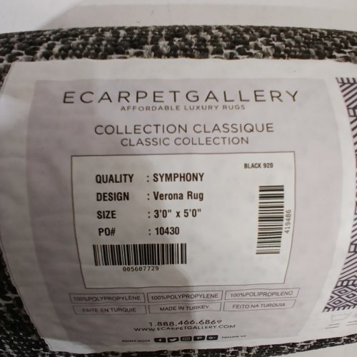 ECARPET GALLERY SYMPHONY COLLECTION VERONA INDOOR AREA RUG, GEOMETRIC - 3FT X 5FT - BLACK 920, DARK GREY (MODEL: 10430) image 2