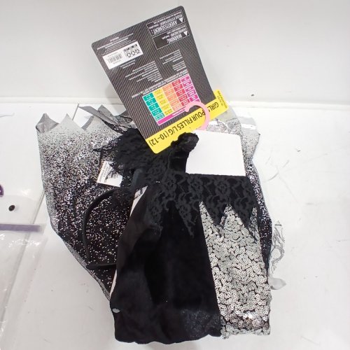 3PC DARK SPARKLE ANGEL COSTUME - LARGE 10/12 - BLACK SILVER image 2