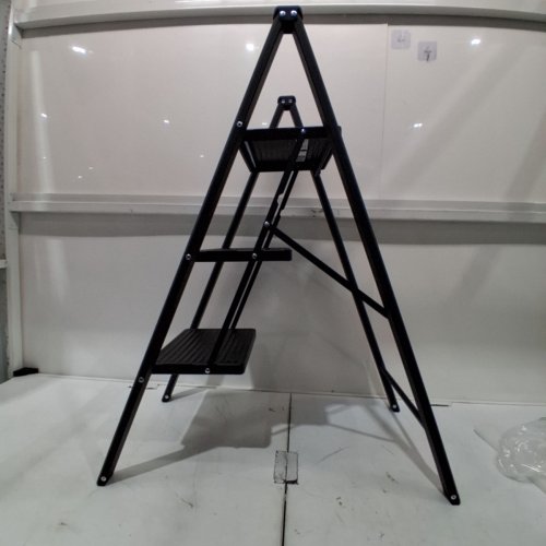 KINGRACK 3 STEP FOLDING LADDER WITH SAFETY LOCK - 39" - BLACK (MODEL: WK2008A-3) image 3