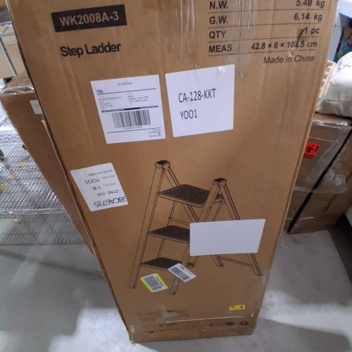 KINGRACK 3 STEP FOLDING LADDER WITH SAFETY LOCK - 39" - BLACK (MODEL: WK2008A-3) image 5