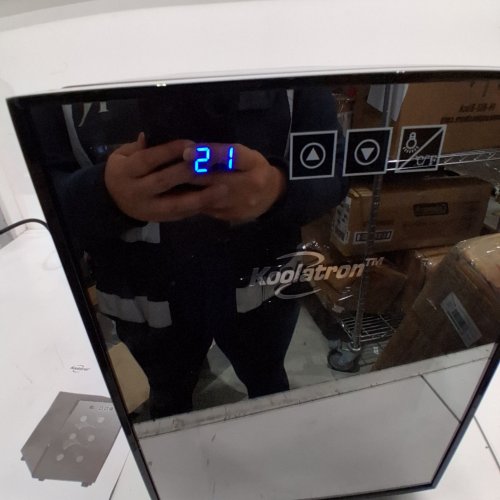 KOOLATRON MIRRORED GLASS DOOR WINE CELLAR - 6-BOTTLE - 20" X 10" X 14.3" - BLACK (MODEL: WC06 / JC-16C1P) image 2