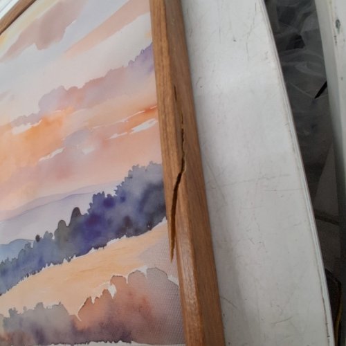 3PC HPNIUB SUNSET HUGEL FLOWER WATERCOLOUR LANDSCAPE FRAMED WALL ART - 16" X 24" - MULTICOLOUR/BOHO2 image 6
