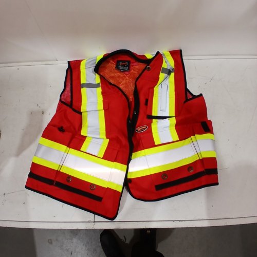 PIONEER HEAVY DUTY 12-POCKET SURVEYOR HIGH VISIBILITY SAFETY VEST - 3XL - RED image 3