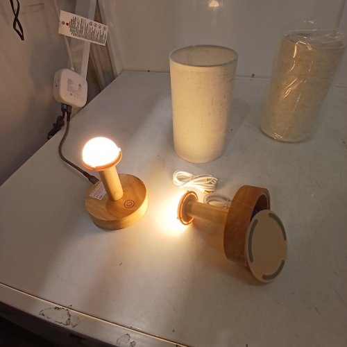 2PK CORDLESS TOUCH CONTROL TABLE LAMPS - WOOD / BEIGE (MODEL: TL06) image 2