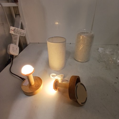 2PK CORDLESS TOUCH CONTROL TABLE LAMPS - WOOD / BEIGE (MODEL: TL06) image 4