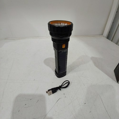 DARUI STAR LED FLASHLIGHT WITH BUILT-IN POWER BANK AND SOLAR CHARGING - 1200 MAH - BLACK (MODEL: YF-1128) image 3