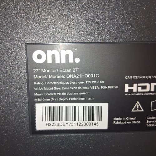 ONN. FULL HD LED MONITOR WITH 1080P - 75HZ - VESA 100 X 100 MM - 27" - BLACK (MODEL: ONA21H0001C) image 11