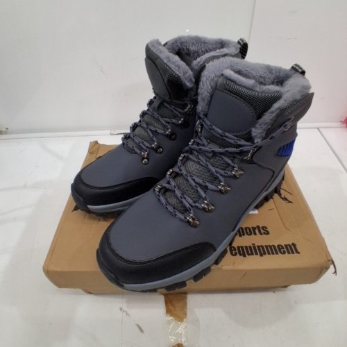 MEN'S HIGH TOP PADDED FLEECE-LINED LACE UP SNOW BOOTS - SIZE 9.5 - GREY image 3