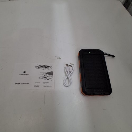 TAOXIWAVE SOLAR POWER BANK PORTABLE CHARGER WITH COMPASS AND FLASH LIGHT - 20000MAH - ORANGE/BLACK image 3