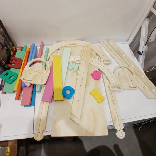 INVEST FUN 4-IN-1 TODDLER MONTESSORI PIKLER TRIANGLE CLIMBING SET - AGES 1-4 - WOOD/MULTICOLOUR (MODEL: PPT-JP-01Y) image 2