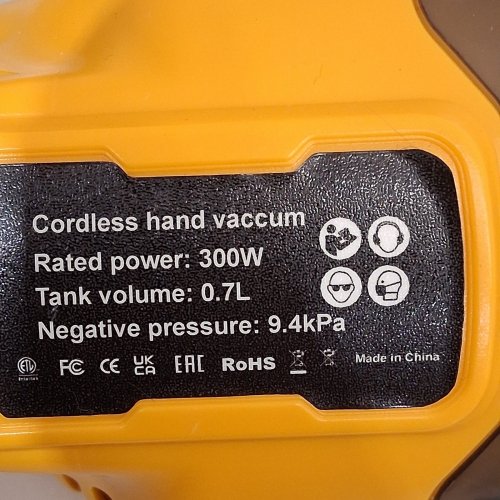 5-IN-1 CORDLESS HANDHELD VACUUM - COMPATIBLE WITH 20V DEWALT BATTERY - 400W - BLACK/YELLOW *TOOL ONLY* image 7