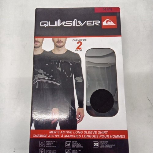 2PK MENS QUIKSILVER ACTIVE LONG SLEEVE SHIRT - MEDIUM - BLACK (STYLE:1376872) image 2