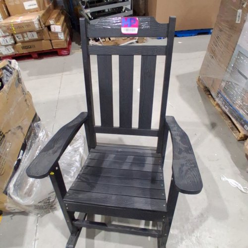 WOODEN OUTDOOR PATIO ROCKING CHAIR - BLACK image 2