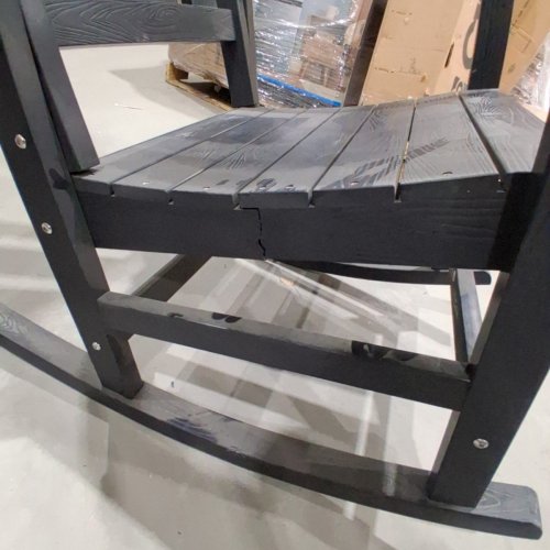 WOODEN OUTDOOR PATIO ROCKING CHAIR - BLACK image 4