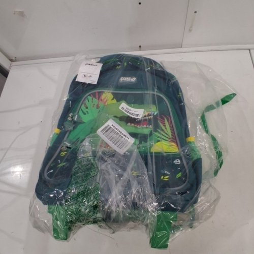 KIDS PASHU ROLLING BACKPACK WITH WHEELS - 18", LED LIGHT UP DINOSAUR SCHOOL BAG WITH TROLLEY - BLUE/GREEN image 4