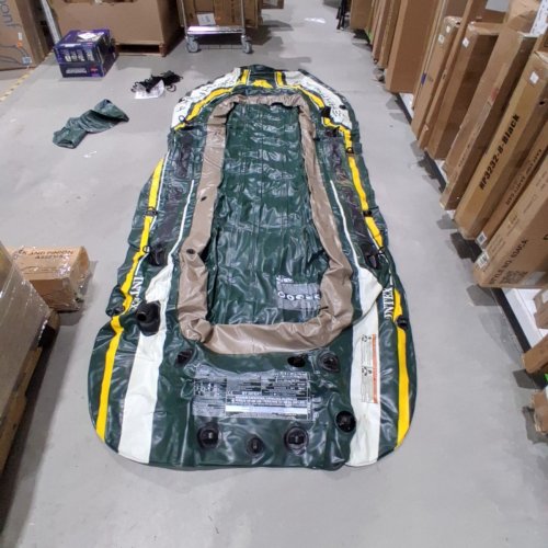 INTEX SEAHAWK 4-PERSON INFLATABLE FISHING & RECREATIONAL BOAT SET WITH ALUMINUM OARS, HIGH-OUTPUT AIR PUMP, I-BEAM FLOOR, MOTOR MOUNT, REPAIR PATCH KIT AND DURABLE PUNCTURE-RESISTANT PVC - GREEN (MODEL 68351EP) image 4